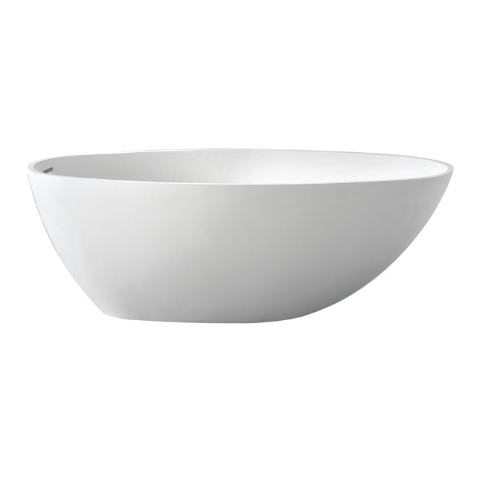 Arcticstone VRTRS633022 63-Inch Solid Surface Egg Shaped Double Ended Freestanding Tub with Drain, Matte White