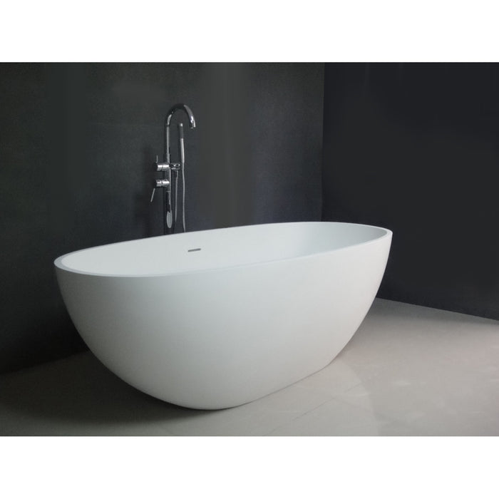 Arcticstone VRTRS653123 65-Inch Solid Surface Oval Double Ended Freestanding Tub with Drain, Matte White