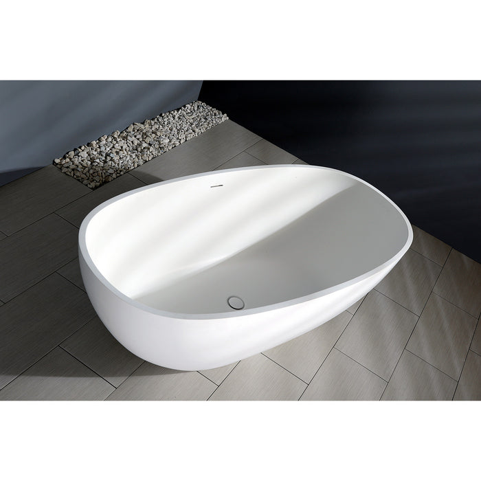 Arcticstone VRTRS653123 65-Inch Solid Surface Oval Double Ended Freestanding Tub with Drain, Matte White