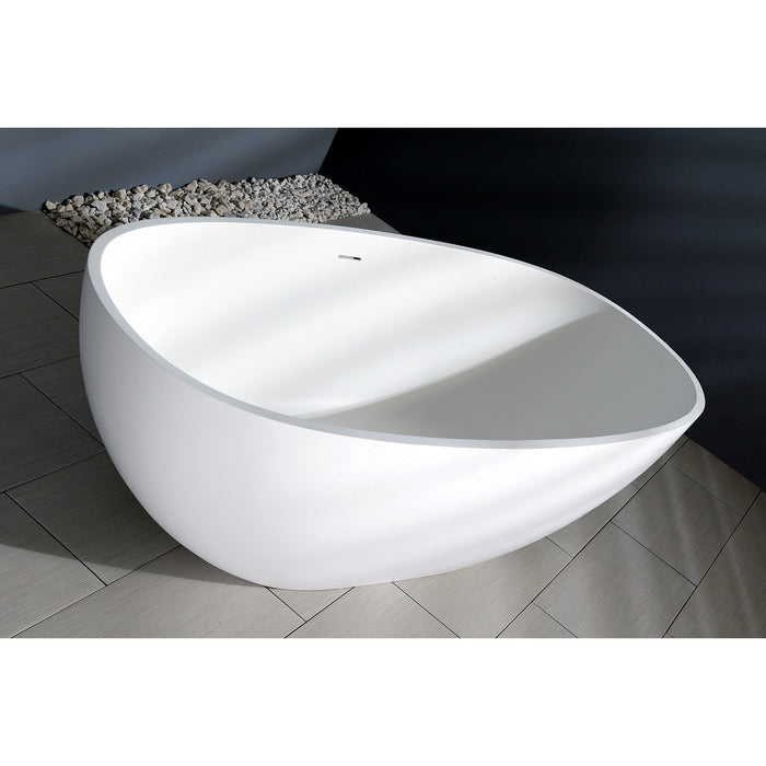 Arcticstone VRTRS653123 65-Inch Solid Surface Oval Double Ended Freestanding Tub with Drain, Matte White