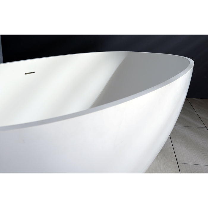 Arcticstone VRTRS653123 65-Inch Solid Surface Oval Double Ended Freestanding Tub with Drain, Matte White