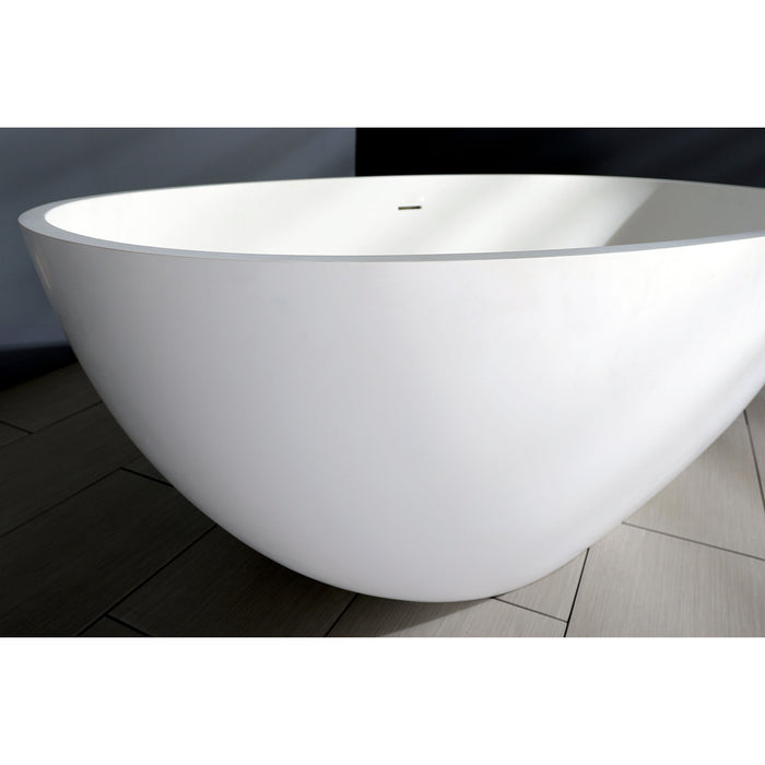 Arcticstone VRTRS653123 65-Inch Solid Surface Oval Double Ended Freestanding Tub with Drain, Matte White