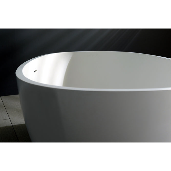 Arcticstone VRTRS653123 65-Inch Solid Surface Oval Double Ended Freestanding Tub with Drain, Matte White