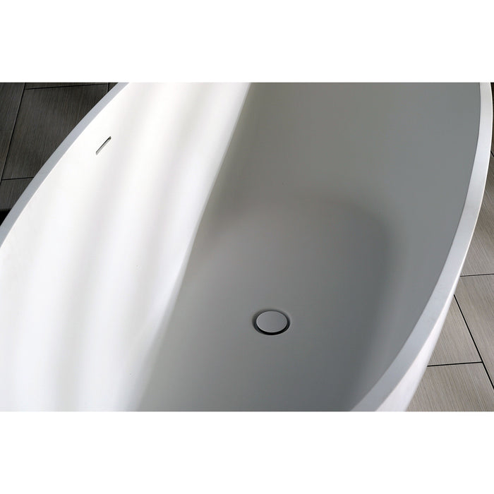 Arcticstone VRTRS653123 65-Inch Solid Surface Oval Double Ended Freestanding Tub with Drain, Matte White