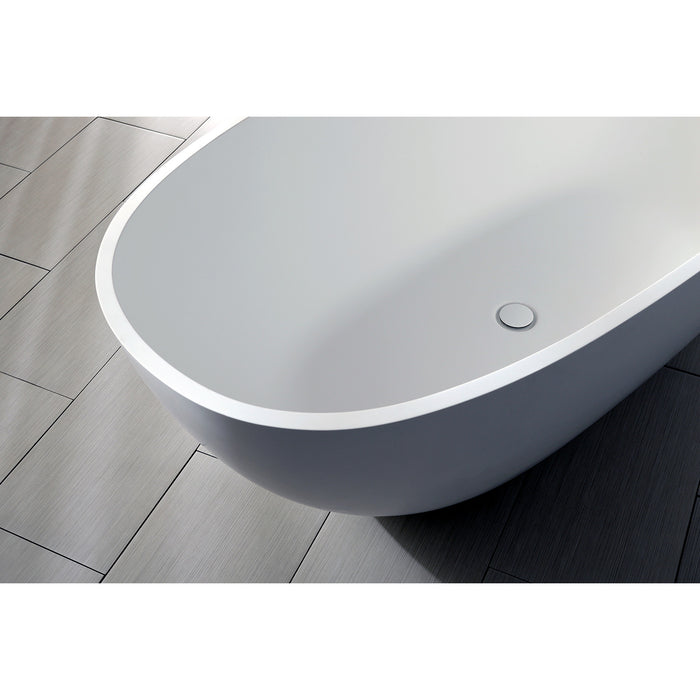 Arcticstone VRTRS653123 65-Inch Solid Surface Oval Double Ended Freestanding Tub with Drain, Matte White