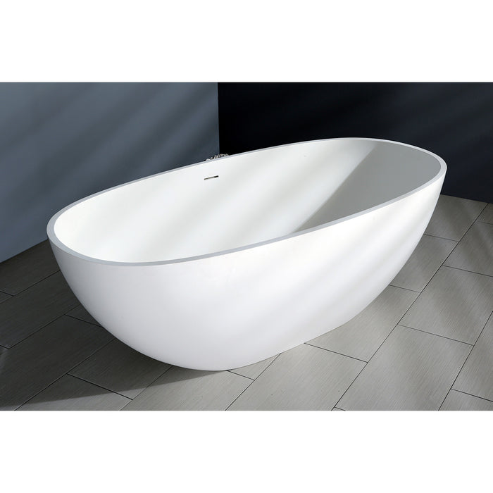 Arcticstone VRTRS653123 65-Inch Solid Surface Oval Double Ended Freestanding Tub with Drain, Matte White