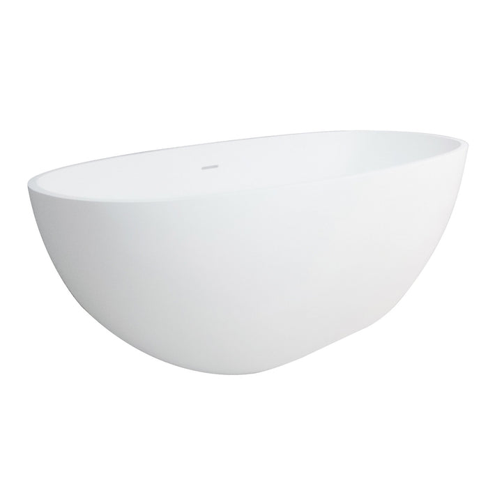 Arcticstone VRTRS653123 65-Inch Solid Surface Oval Double Ended Freestanding Tub with Drain, Matte White