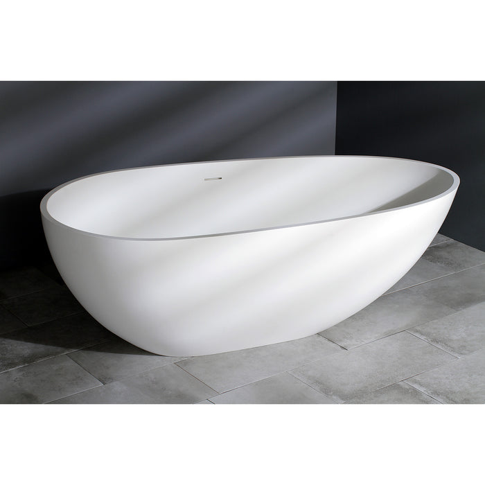 Arcticstone VRTRS673422 67-Inch Solid Surface Egg Shaped Double Ended Freestanding Tub with Drain, Matte White