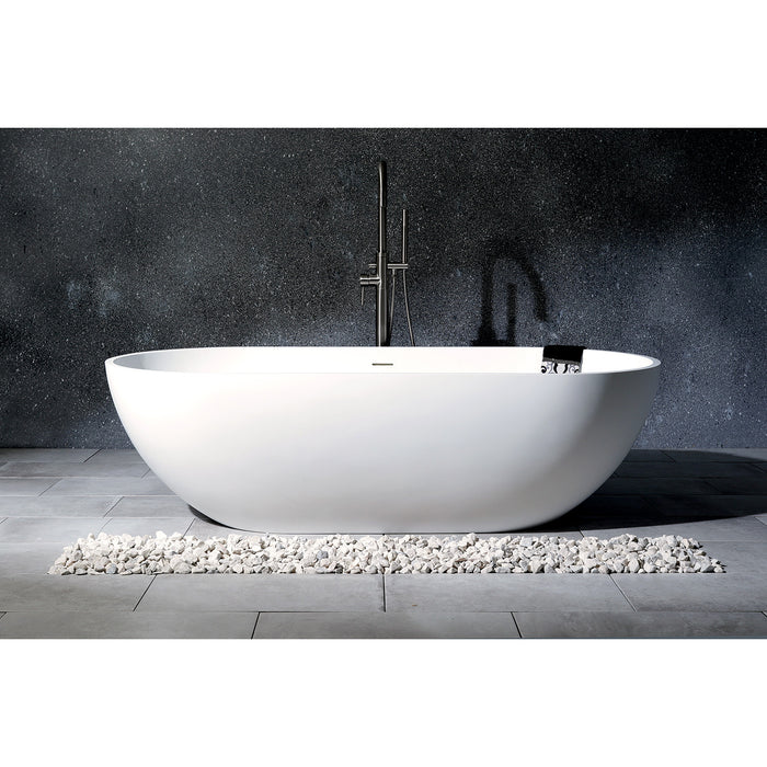 Arcticstone VRTRS703520 70-Inch Solid Surface Oval Double Ended Freestanding Tub with Drain, Matte White