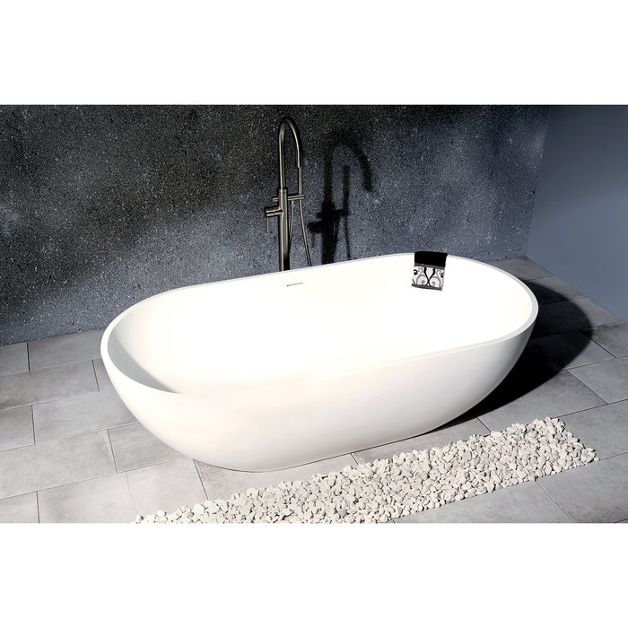 Arcticstone VRTRS703520 70-Inch Solid Surface Oval Double Ended Freestanding Tub with Drain, Matte White