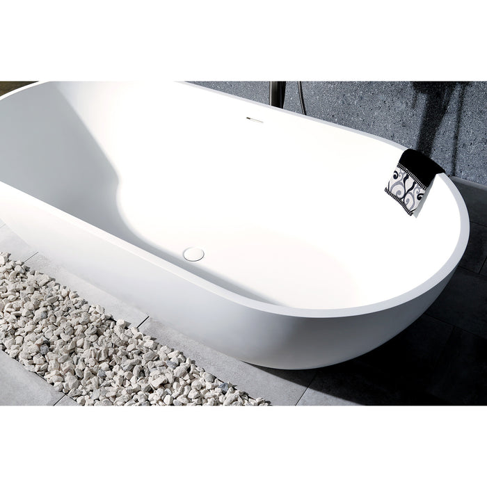 Arcticstone VRTRS703520 70-Inch Solid Surface Oval Double Ended Freestanding Tub with Drain, Matte White