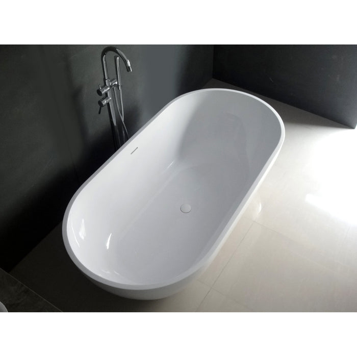 Arcticstone VRTRS703520 70-Inch Solid Surface Oval Double Ended Freestanding Tub with Drain, Matte White