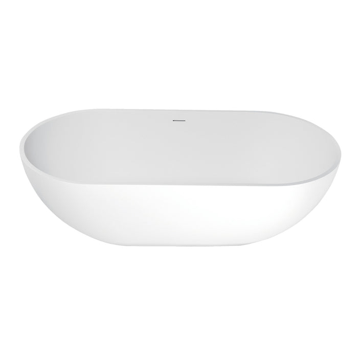 Arcticstone VRTRS703520 70-Inch Solid Surface Oval Double Ended Freestanding Tub with Drain, Matte White