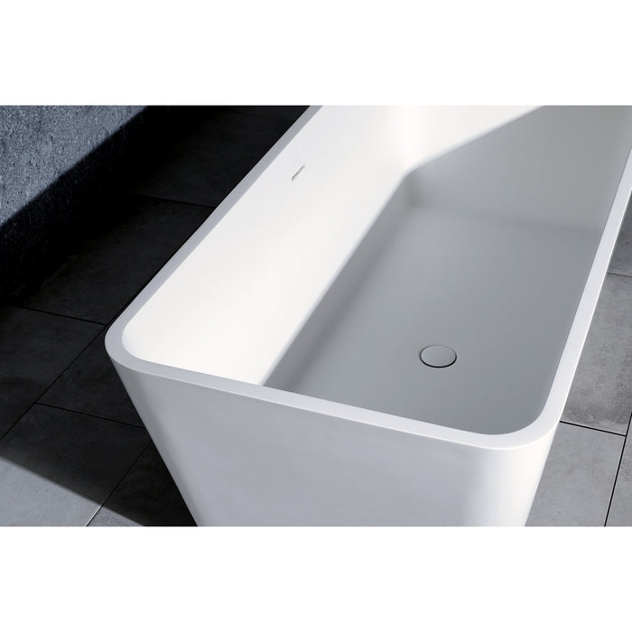 Arcticstone VRTSQ592722 59-Inch Solid Surface Rectangular Double Ended Freestanding Tub with Drain, Matte White