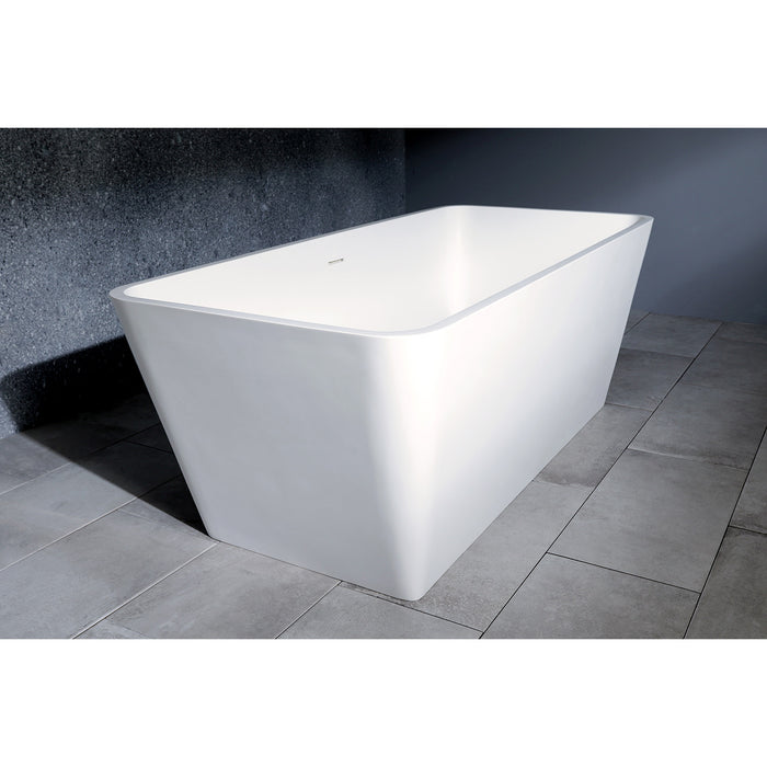 Arcticstone VRTSQ592722 59-Inch Solid Surface Rectangular Double Ended Freestanding Tub with Drain, Matte White