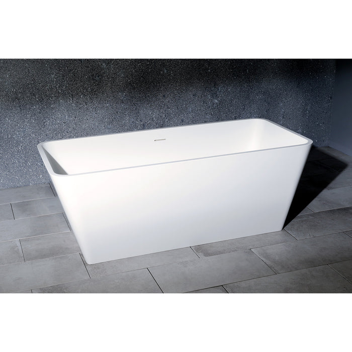 Arcticstone VRTSQ592722 59-Inch Solid Surface Rectangular Double Ended Freestanding Tub with Drain, Matte White