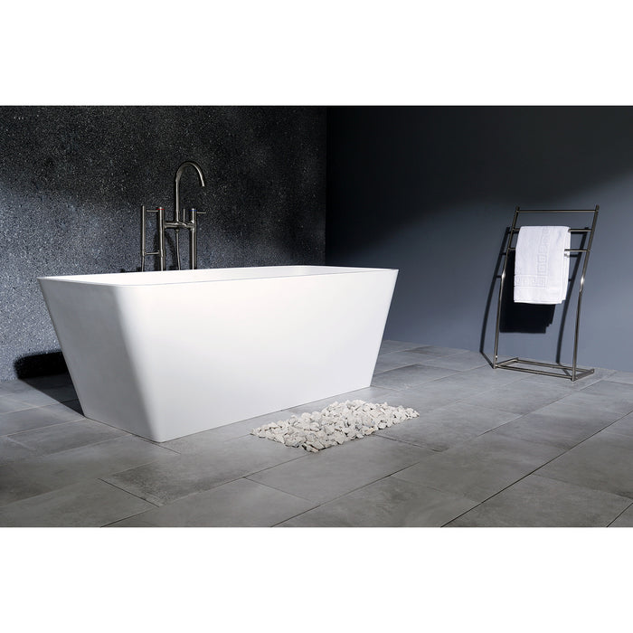 Arcticstone VRTSQ592722 59-Inch Solid Surface Rectangular Double Ended Freestanding Tub with Drain, Matte White