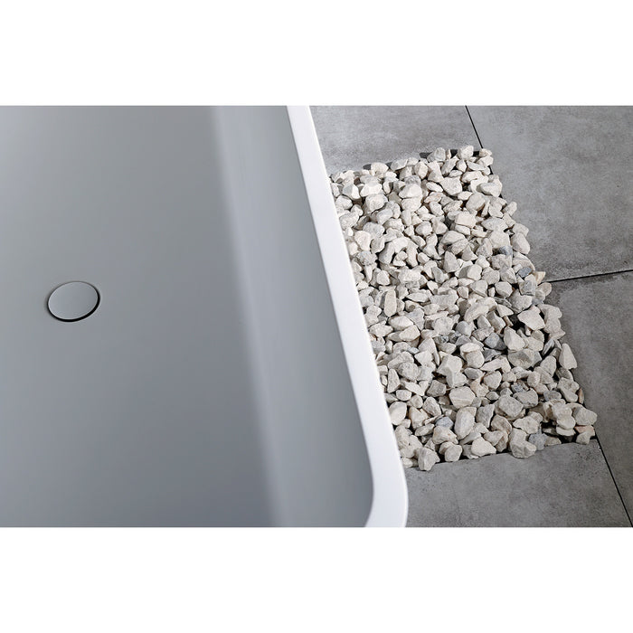 Arcticstone VRTSQ592722 59-Inch Solid Surface Rectangular Double Ended Freestanding Tub with Drain, Matte White