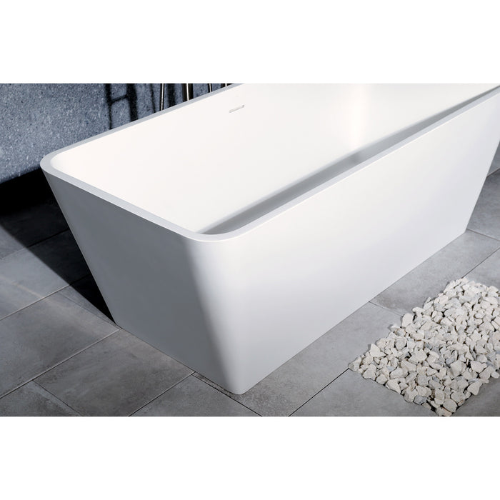 Arcticstone VRTSQ592722 59-Inch Solid Surface Rectangular Double Ended Freestanding Tub with Drain, Matte White