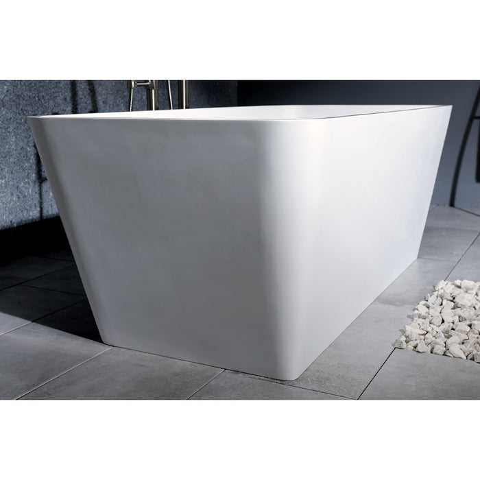 Arcticstone VRTSQ592722 59-Inch Solid Surface Rectangular Double Ended Freestanding Tub with Drain, Matte White