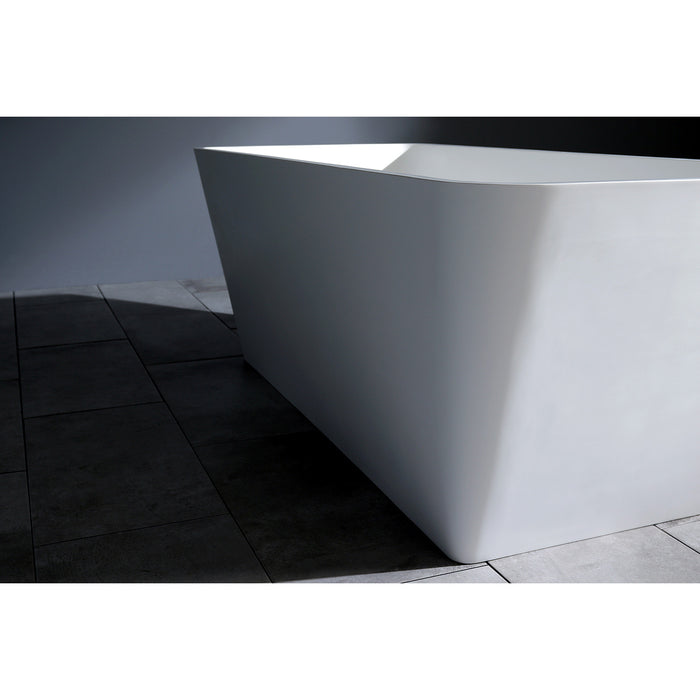 Arcticstone VRTSQ592722 59-Inch Solid Surface Rectangular Double Ended Freestanding Tub with Drain, Matte White