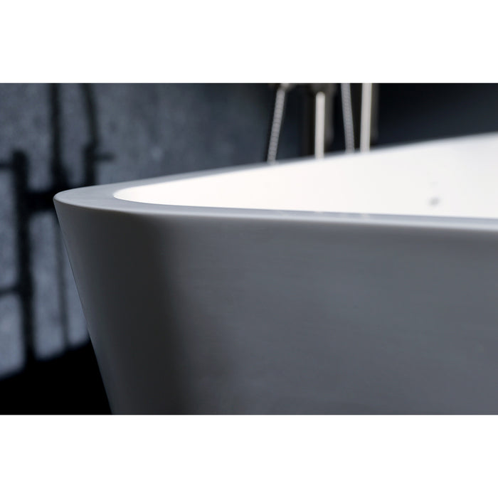 Arcticstone VRTSQ592722 59-Inch Solid Surface Rectangular Double Ended Freestanding Tub with Drain, Matte White