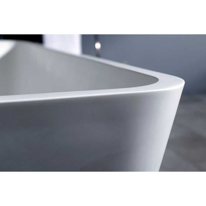 Arcticstone VRTSQ592722 59-Inch Solid Surface Rectangular Double Ended Freestanding Tub with Drain, Matte White