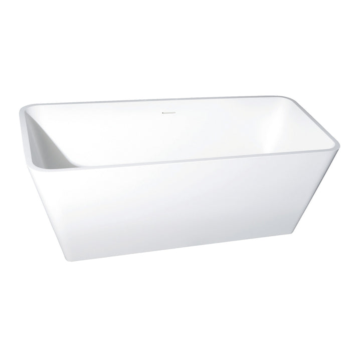 Arcticstone VRTSQ592722 59-Inch Solid Surface Rectangular Double Ended Freestanding Tub with Drain, Matte White