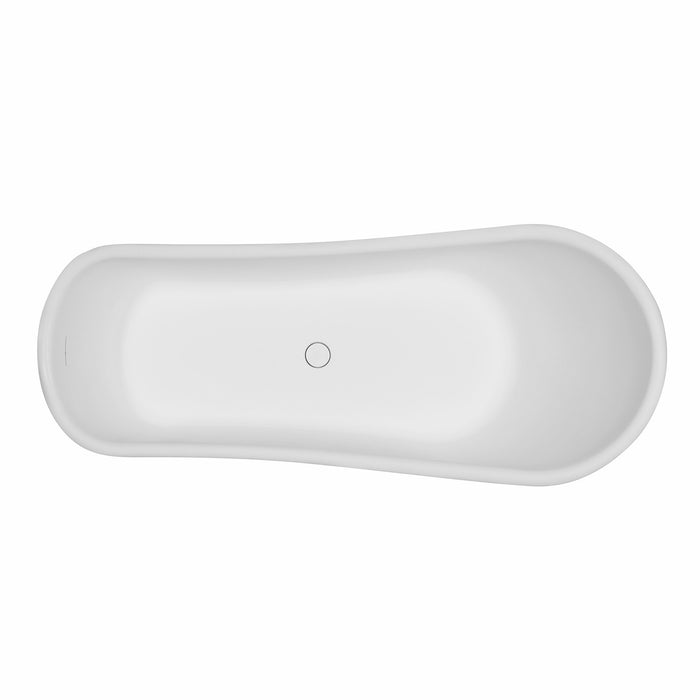 Arcticstone VRTSS673026WG 68-Inch Solid Surface Oval Single Slipper Pedestal Tub with Drain (No Faucet Drillings), Glossy White/Matte Gray