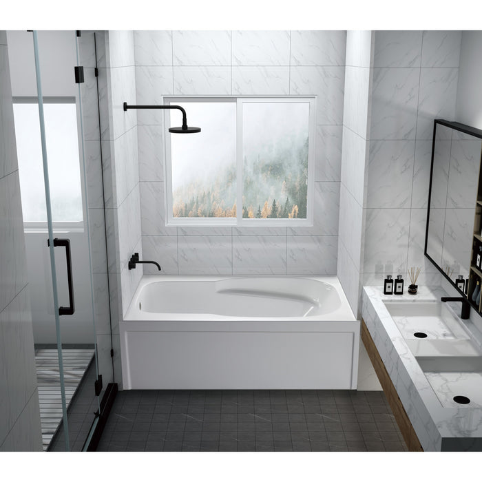 Aqua Eden VTAM6031L21A 60-Inch Acrylic Rectangular 3-Wall Alcove Tub with Armrests and Anti-Skid Surface, Left Hand Drain, Glossy White