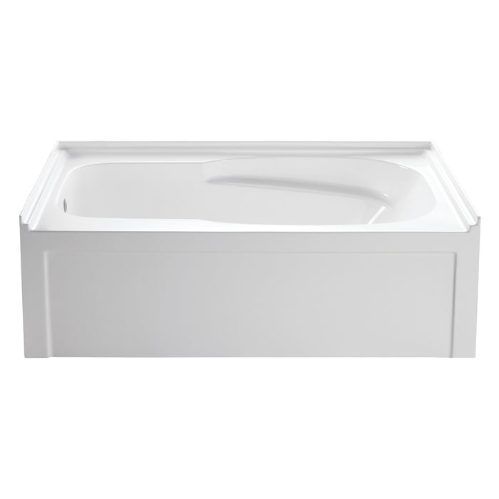 Aqua Eden VTAM6031L21A 60-Inch Acrylic Rectangular 3-Wall Alcove Tub with Armrests and Anti-Skid Surface, Left Hand Drain, Glossy White