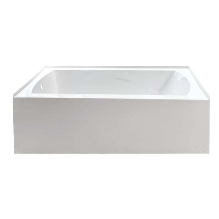 Aqua Eden VTAM6032L21 60-Inch Acrylic Rectangular 3-Wall Alcove Tub with Armrests, Left Hand Drain, Glossy White