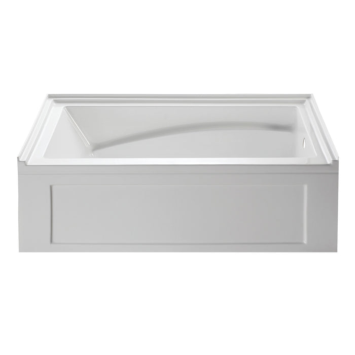 Aqua Eden VTAM6032R22B 60-Inch Acrylic Rectangular 3-Wall Alcove Tub with Armrest and Anti-Skid Surface, Right Hand Drain, Glossy White