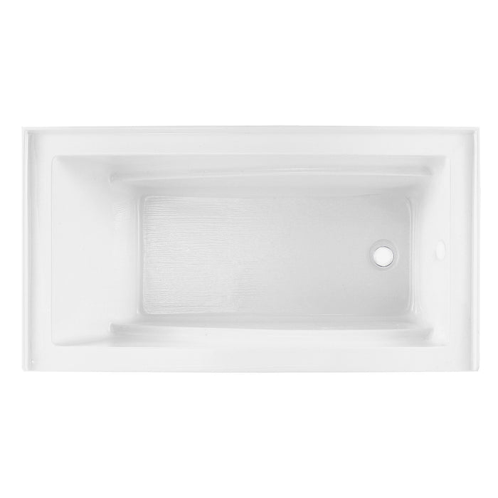 Aqua Eden VTAM6032R22D 60-Inch Acrylic Rectangular 3-Wall Alcove Tub with Armrest and Anti-Skid Surface, Right Hand Drain, Glossy White