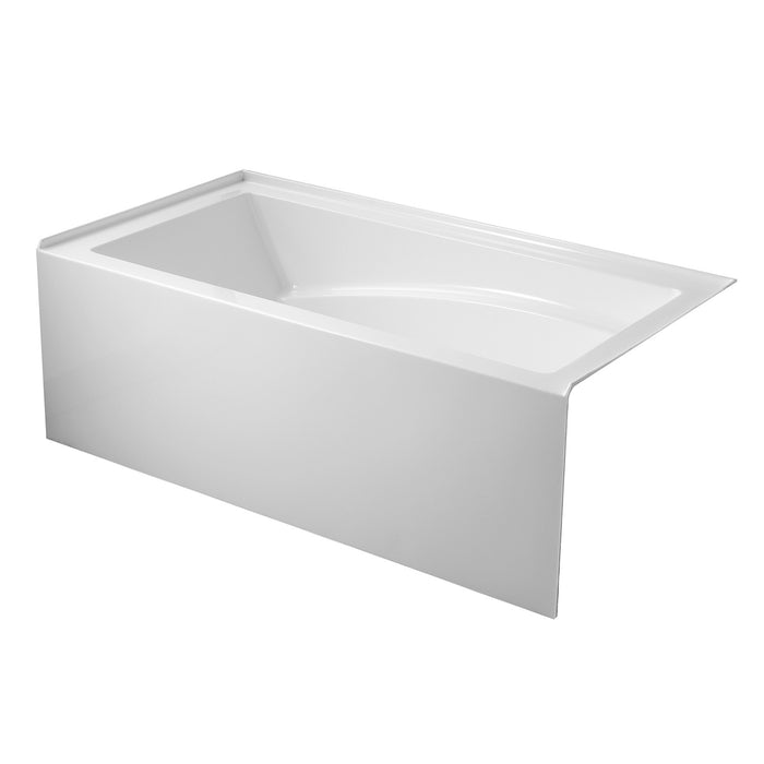 Aqua Eden VTAM6032R22D 60-Inch Acrylic Rectangular 3-Wall Alcove Tub with Armrest and Anti-Skid Surface, Right Hand Drain, Glossy White