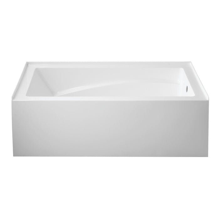 Aqua Eden VTAM6032R22D 60-Inch Acrylic Rectangular 3-Wall Alcove Tub with Armrest and Anti-Skid Surface, Right Hand Drain, Glossy White