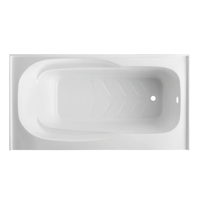 Aqua Eden VTAP6031R21C 60-Inch Acrylic Rectangular 3-Wall Alcove Tub with Anti-Skid Surface, Right Hand Drain, Glossy White