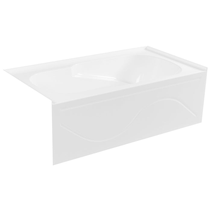 Aqua Eden VTAP603216L 60-Inch Acrylic Rectangular 3-Wall Alcove Tub with Anti Skid and Left Hand Drain Hole, Glossy White