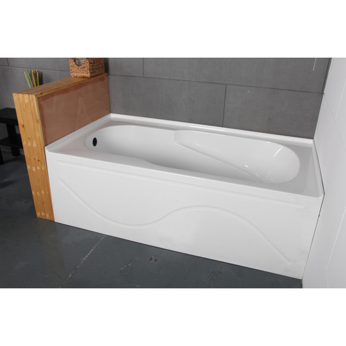 Aqua Eden VTAP603216L 60-Inch Acrylic Rectangular 3-Wall Alcove Tub with Anti Skid and Left Hand Drain Hole, Glossy White