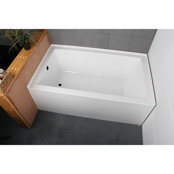 Aqua Eden VTAP603222L 60-Inch Acrylic Rectangular 3-Wall Alcove Tub, Left Hand Drain Hole, Glossy White