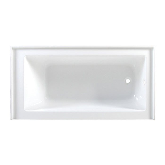 Aqua Eden VTAP603222R 60-Inch Acrylic 3-Wall Alcove Tub with Right Hand Drain Hole, White