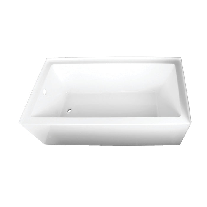 Aqua Eden VTAP663222L 66-Inch Acrylic Rectangular 3-Wall Alcove Tub, Left Hand Drain, Glossy White