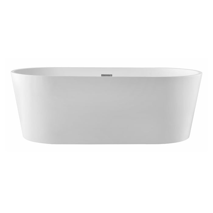 Aqua Eden VTDE603023BA 59-Inch Acrylic Oval Double Ended Freestanding Tub with Drain, Glossy White