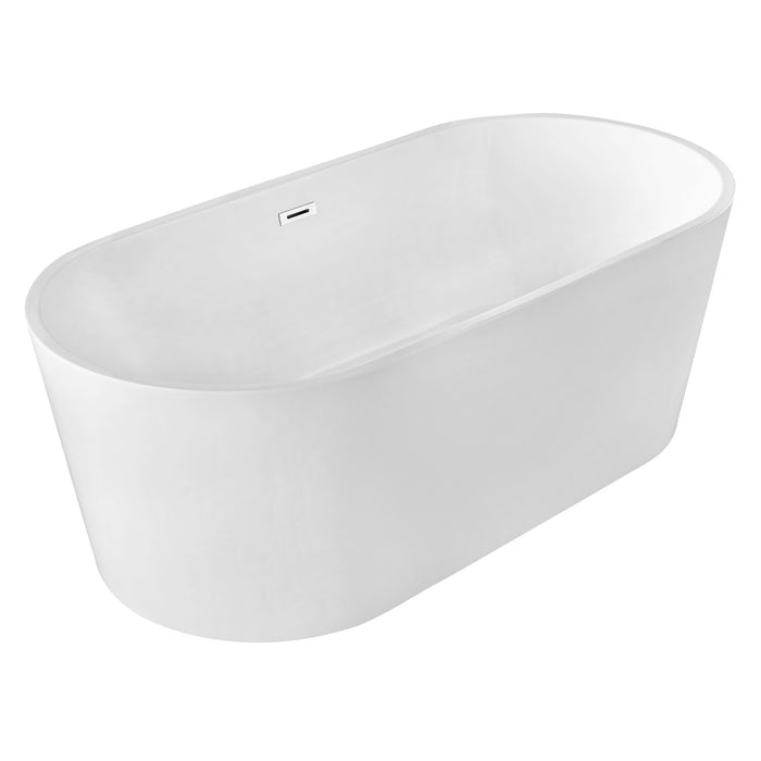 Aqua Eden VTDE603023BA 59-Inch Acrylic Oval Double Ended Freestanding Tub with Drain, Glossy White