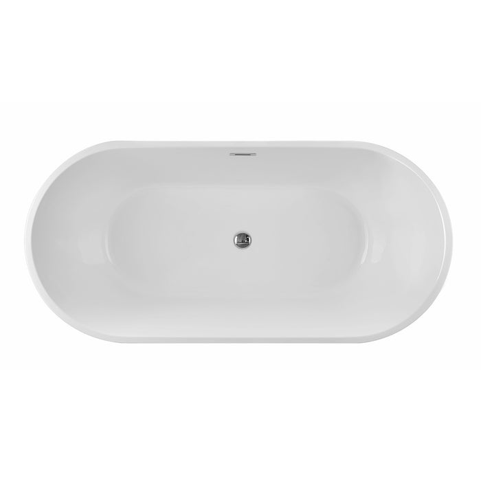 Aqua Eden VTDE603023BA 59-Inch Acrylic Oval Double Ended Freestanding Tub with Drain, Glossy White