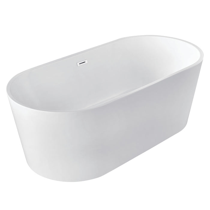 Aqua Eden VTDE603023BA 59-Inch Acrylic Oval Double Ended Freestanding Tub with Drain, Glossy White