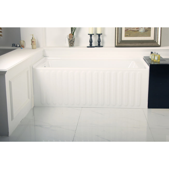 Aqua Eden VTDE603121L 60-Inch Acrylic Rectangular 3-Wall Alcove Tub, Left Drain Hole, Glossy White