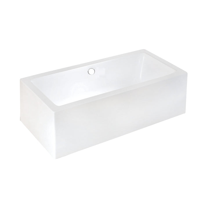 Aqua Eden VTDE673321 67-Inch Acrylic Rectangular Double Ended Freestanding Tub with Drain, Glossy White