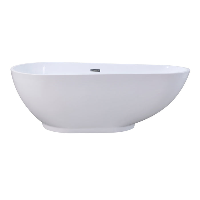 Aqua Eden VTDE693223BA 69-Inch Acrylic Oval Double Ended Freestanding Tub with Drain, Glossy White