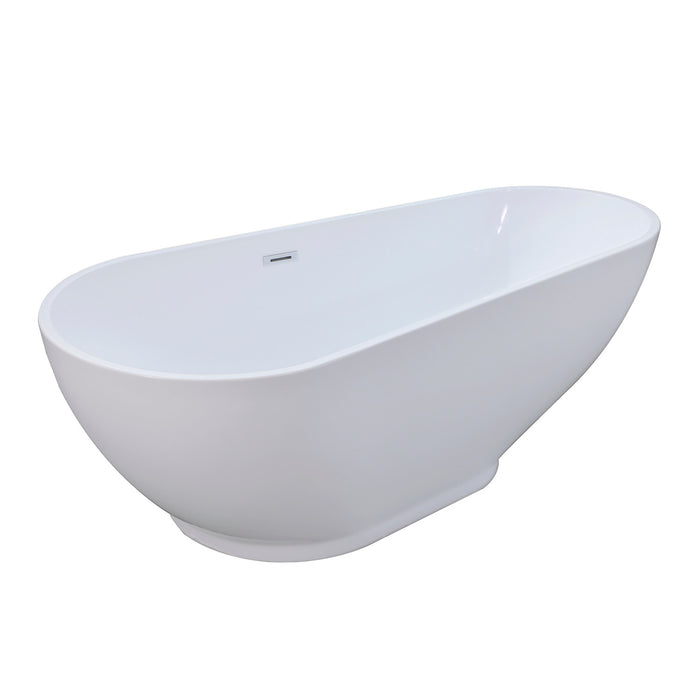 Aqua Eden VTDE693223BA 69-Inch Acrylic Oval Double Ended Freestanding Tub with Drain, Glossy White